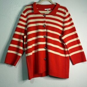 Liz Claiborne Orange & Cream Striped Women's Sweater. Sz L. NWT.